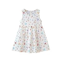 1T-7T Baby Girl Summer Clothes Sleeveless Floral Graphic Sun Dress Little Girl's A-Line Swing Layered Dress