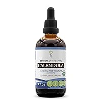 Calendula Tincture Alcohol-Free Extract, USDA Organic Calendula Officinalis Soothes The Body (4 FL OZ)