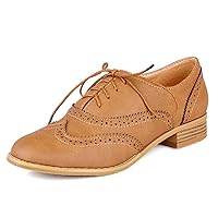 Women Oxfords Flats Brogue Wingtip Lace up Dress Shoes Pumps