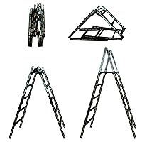 MoJack 24001 Easy Step Ladder, Folding Lightweight Ladder, 300lb Sturdy Steel Ladder, Lightweight, Portable Steel Ladder, Top Platform with Non-Slip Thread, Indoor and Outdoor Use