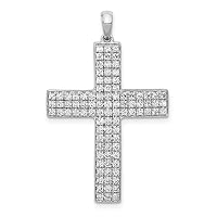 14k White Gold Lab Grown Diamond SI1 SI2 G H I Latin Religious Faith Cross Pendant Necklace Jewelry for Women