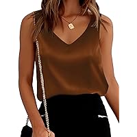 GZ-LAOPAITOU Satin Camisole for Womens Silk Tank Top Sleeveless V Neck Cami Summer Casual Blouses Basic Shirt