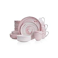 Stone Lain Brighton 16-Piece Dinnerware Set Porcelain, Pink