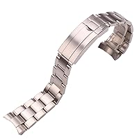 Men's Watchbands 20mm 316L Stainless Steel Watchbands Bracelet Silver Brushed Metal Curved End Replacement Link Deployment Clasp Watch Strap (Band Color : Silver Brushed, Band Width : 20mm)