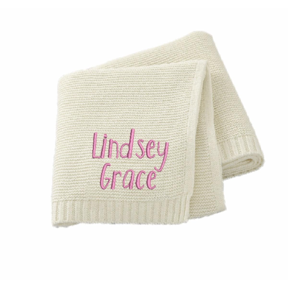 Personalized Knit Baby Name Blanket | Embroidery Gift for Baby Shower | Stroller Blanket | Monogrammed Newborn Baby Gift | Soft Cotton Knit (Embroidered Name)