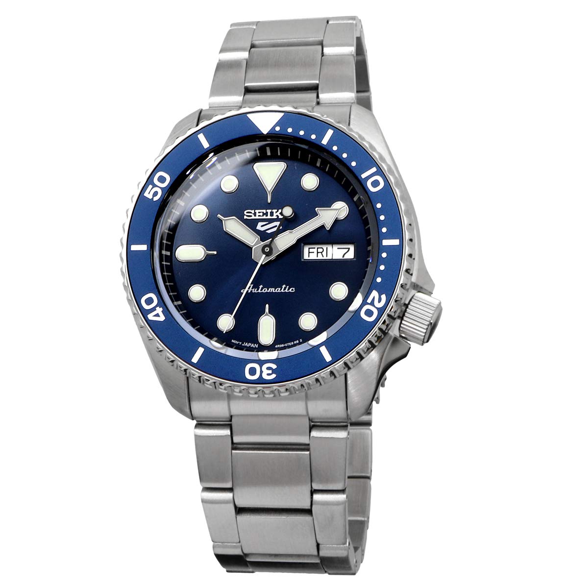SEIKO SRPD51 5 Sports Men's Watch Silver-Tone 42.5mm Stainless Steel, Blue