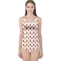 CowCow Womens Colorful Cartoon Pizza Texture OR Custom Design Your Own One Piece Swimsuit, XS-5XL