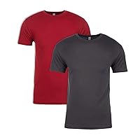 Next Level Mens Premium Fitted Short-Sleeve Crew T-Shirt - Heavy Metal + Cardinal (2 Pack) - X-Small