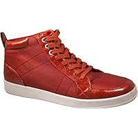 Bravo Slate Mens Sneakers High Top Red Leather Shoes (US9.5)