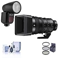 Sony E PZ 18-110mm f/4.0 G OSS Lens for Sony E, Bundle with Flashpoint Zoom Li-on X R2 TTL On-Camera Round Flash Speedlight, 95mm Filter Kit, Cleaning Kit