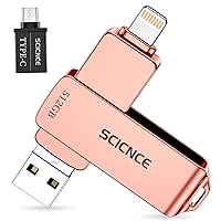 SCICNCE 512GB Photo Stick Flash Drive, USB Memory Stick Thumb Drives USB Stick External Storage Compatible with iPhone iPad Android PC (Rose Gold)