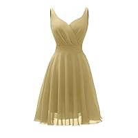 Dressever Summer Cocktail Dress V-Neck Adjustable Spaghetti Strap Chiffon Sundress