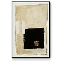 Renditions Gallery Abstract Wall Art for Home Decor Black Golden Geometric Square Patterns Canvas Black Floater Frame Paintings for Bedroom Office Kitchen Walls - 17