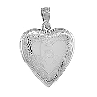 3/4 inch Sterling Silver Claddagh Locket Heart Shape Necklace Celtic Knot Motif 16-20 inch