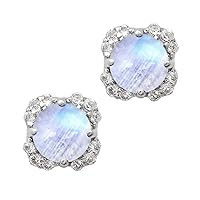 Multi Choice Round Shape Gemstone 925 Sterling Silver Solitaire Accents Stud Earring