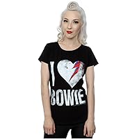 David Bowie Women's I Love Bowie T-Shirt Medium Black