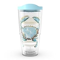 Tervis Sara Berrenson Atlantic Crab Made in USA Double Walled Insulated Tumbler Travel Cup Keeps Drinks Cold & Hot, 24oz, Classic