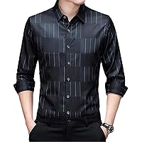 Casual Shirts Men Spring Long Sleeve Striped Korean Slim Fit Dress Men Clothing