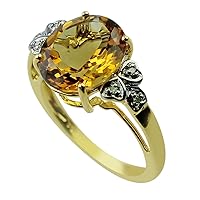 Honey Citrine Oval Shape 4.06 Carat Natural Earth Mined Gemstone 14K Yellow Gold Ring Unique Jewelry for Women & Men