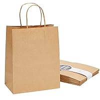 ABI USA 12 Pack Medium Paper Bags with Handles, Bulk Brown Bags for Party Favors, Goodies (8 x 4.75 x 10 In)
