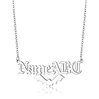 GOLDCHIC JEWELRY Name Necklace Personalized for Men, Womens Custom Name Plate Chain, Stainless Steel Customized Old English Nameplate Choker with Curb Chains Custom, 16 inches to 30 inches