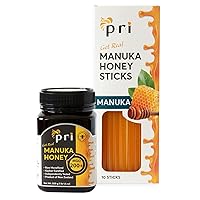 PRI's Manuka Honey Bundle: PRI Manuka Honey Jar (MGO 200+, 1.1lb) and PRI Manuka Honey Sticks (MGO 60+, 10ct) - Authentic and Pure New Zealand Manuka Honey