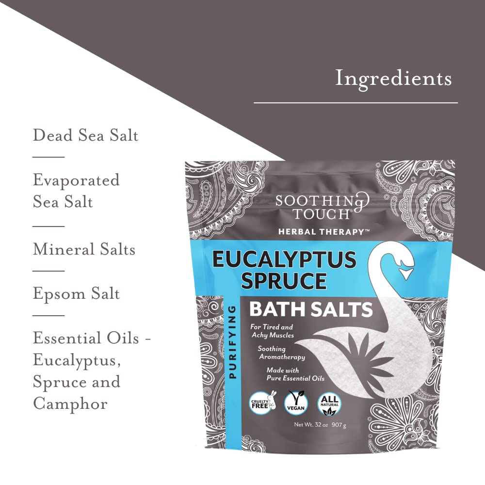 Soothing Touch Eucalyptus Spruce Bath Salts Pouch, 32 Ounce