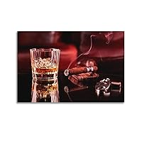 FNFDKDK Wine Glass Cigar Art Poster Canvas Wall Art Prints for Wall Decor Room Decor Bedroom Decor Gifts 16x24inch(40x60cm) Unframe-style
