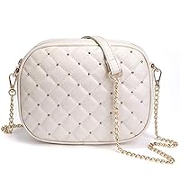 Hanbella Cross body Clutch Purses for Women & Teens - Cute Small Quilted Leather Shoulder Bag with Gold Chain for Girls