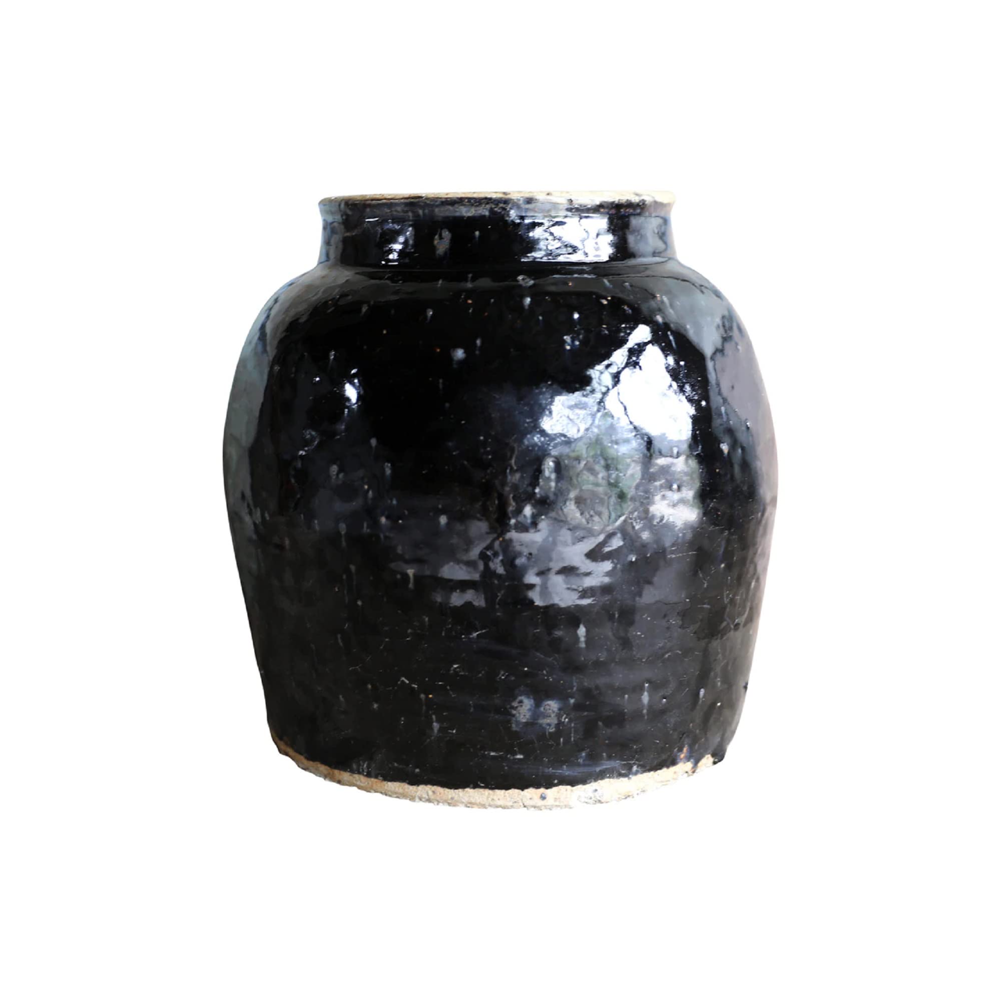 Artissance Large Vintage Oil Pot with Black Glaze, 11 Inch Tall (Size & Finish Vary)