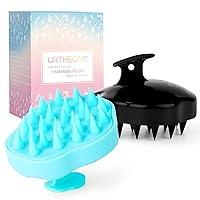 2 Pack Hair Scalp Massager Shampoo Brush,Scalp Scrubber with Soft Silicone Bristles for Hair Growth and Dandruff Removal (Black&Blue)