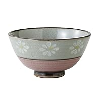 Hasamiyaki 60119 Rice Bowl, Flower Pattern, Red Color, Made in Japan