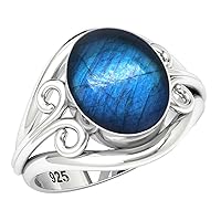 925 Sterling Silver Handmade Ring for Women 8x10 Oval Gemstone Statement Jewelry for Gift (99052_R)