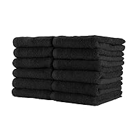 Arkwright Bleach Safe Jr. Salon Towels - (Pack of 12) 100% Ring Spun Cotton Soft Quick Dry Super Absorbent Hand Towel for Cosmetology, Spa, Facials, 16 x 27 in, Black