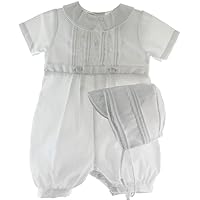 Boys Christening Romper Outfit with Hat Set Dressy Baptism Knicker