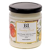 Boston International Scented Candles Made in The USA Hand-Poured Fragrant Candle in Glass Holder with Lid, 9 Ounces, Country Fruits (Apple, Citrus, Pear)