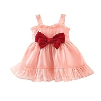 Red Bowknot Tutu Dress Baby Girls Tulle Dress Sleeveless Bowknot Party Prom Gown Princess Dress Vanlentine Day
