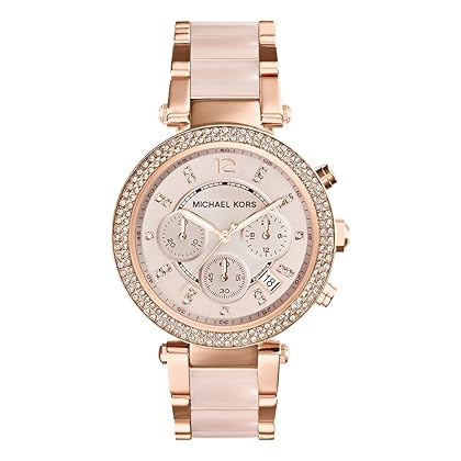 Michael Kors Parker Women's Watch, Stainless Steel and Pavé Crystal Watch for Women with Steel, Leather, or Silicone Band