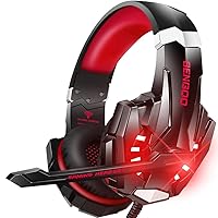 BENGOO Stereo Pro Gaming Headset for PS4, PC, Xbox One Controller, Noise Cancelling Over Ear Headphones with Mic, LED Light, Bass Surround, Soft Memory Earmuffs for Laptop Mac Wii Accessory Kits