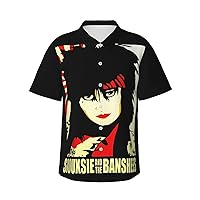 Hawaiian T Shirt Siouxsie and The Banshees Men Fashion Button Down Short Sleeve T-Shirts Summer Casual Tee