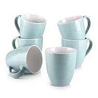 DOWAN Coffee Mugs, 17 Oz Mug Gift Set for Mom, Ceramic Mugs for Coffee Tea and Cocoa, Coffee Cup Set of 6 for Women Men, Mothers Day Gifts, Turquoise