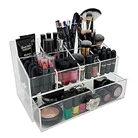 Gracie Deluxe Acrylic Cosmetic/Jewelry Organization Station w/Geode knobs - White/Rose Gold