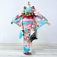 Shichi-Go-San Girls 7 Years Old Four Piece Kimono Obi Full Set Classic Blue