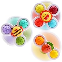 Suction Cup Spinner Toys for Baby, Pop it Fidget Toys for 1-3 Toddlers Gifts Spinning Top Sensory Toy Bath Toys Birthday Gifts for Boy Girl (3 Pcs)