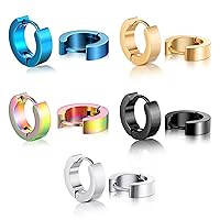 Stainless Steel Hoop Earrings for Women Men Minimalist Huggie Earrings Gold Silver Black Hypoallergenic Small Round Earrings