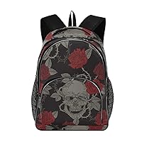ALAZA Human Skull and Red Roses School Backpacks Travel Laptop Bags Bookbags for College Student