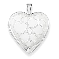 925 Sterling Silver Patterned Engravable Spring Ring Not engraveable 20mm with Floating Love Hearts Heart Photo Locket Pendant Necklace Jewelry Gifts for Women