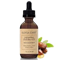 Olivia Care Jojoba Oil Serum - 100% Natural, Pure & Cold Pressed - for Face, Body & Hair - Infused with Antioxidents, Vitamin A, D, E & Omega 6, 9 | Moisturizing & Hydrating