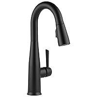 Delta Faucet Essa Touch Bar Faucet, Matte Black Bar Faucet, Bar Sink Faucet Single Hole, Wet Bar Faucets with Pull Down Sprayer, Prep Sink Faucet, Touch2O Technology, Matte Black 9913T-BL-DST