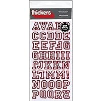 American Crafts Thickers Flocked Chipboard Letter Stickers, Letterman Crimson